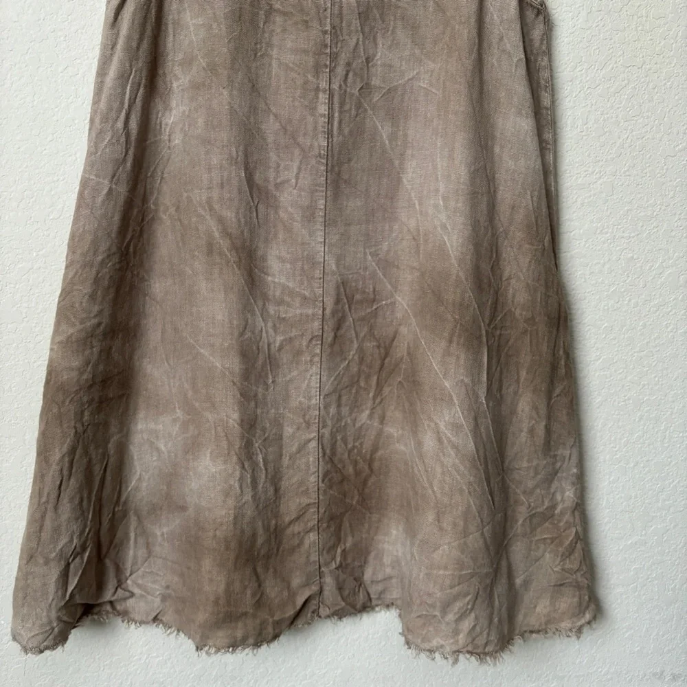 Zara Linen Crinkled Sleeveless Relaxed Mini Dress Boho Neutral Beachy Lagenlook - Picture 6 of 12